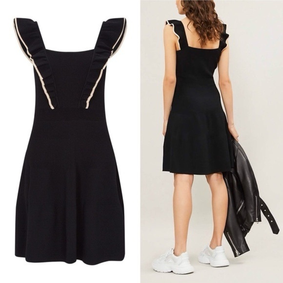 Sandro Paris Black and Cream Knit Dress, 38 - Picture 4 of 16